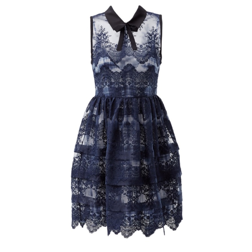 Marisa Webb Navy Owen Dress- no ribbon tie at neck